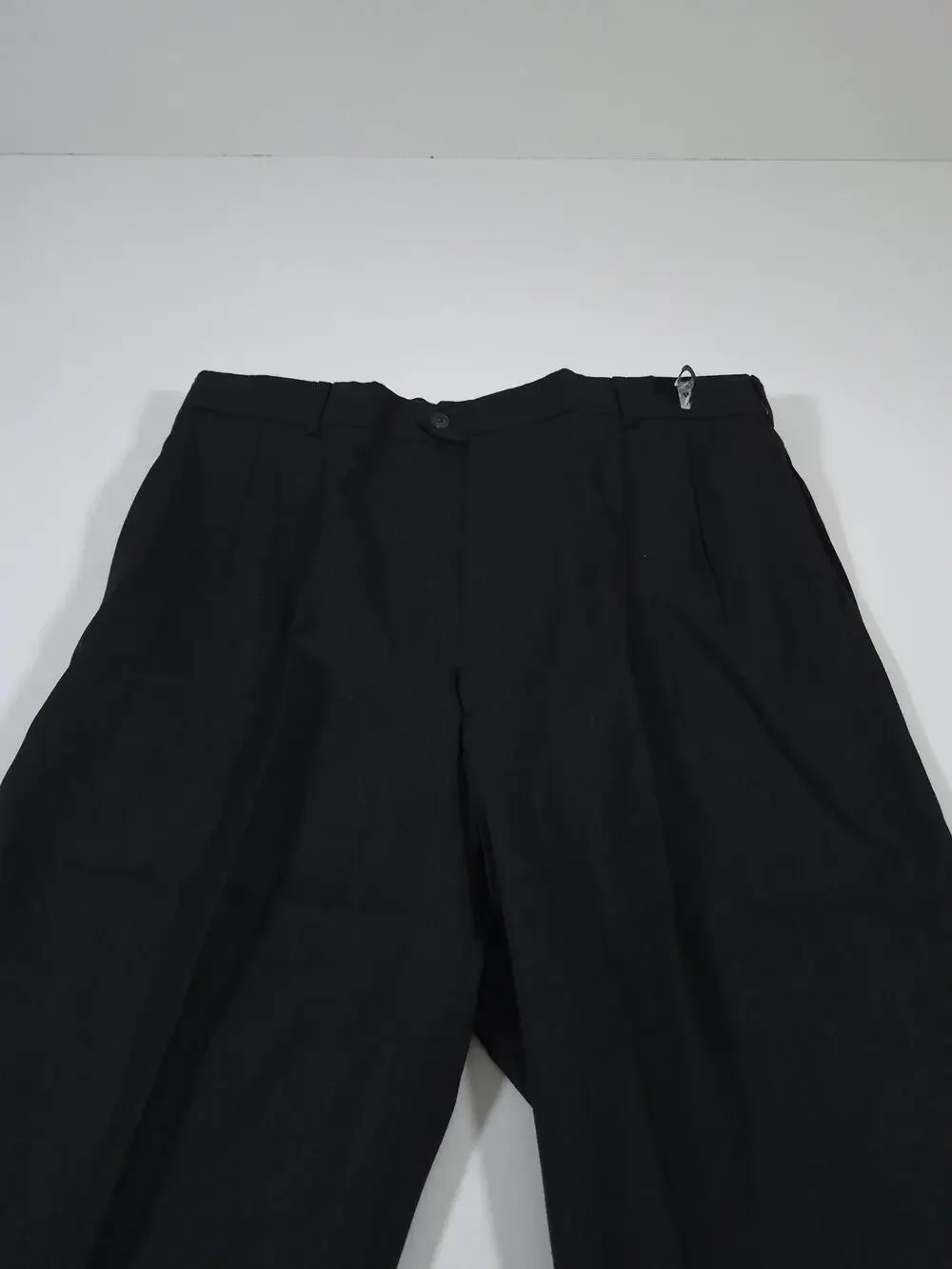 VTG Mr. Higgins Dress Pants Mens 37x36 Black Wool Oxford Pleat Straight NWT USA